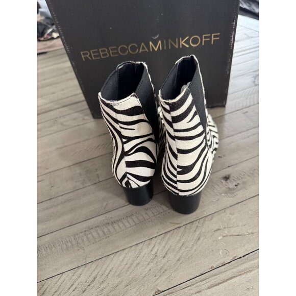 Rebecca Minkoff Izette Too Zebra Calf Hair Ankle Boots Booties Size 6 - Picture 5 of 9